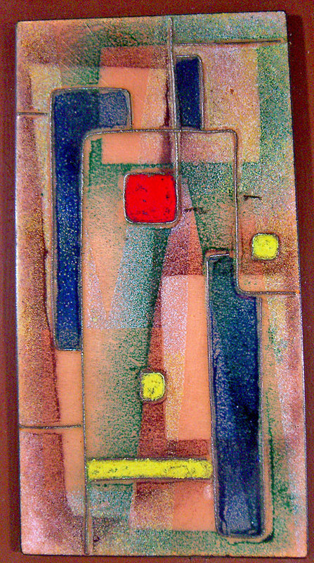 Modernist Enameled Abstract Metal Plaque