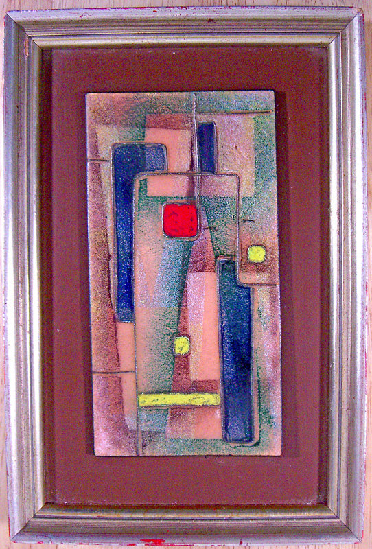 Modernist Enameled Abstract Metal Plaque