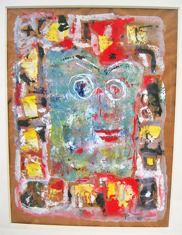 Eve Peri Modernist Gouache/Collage Painting