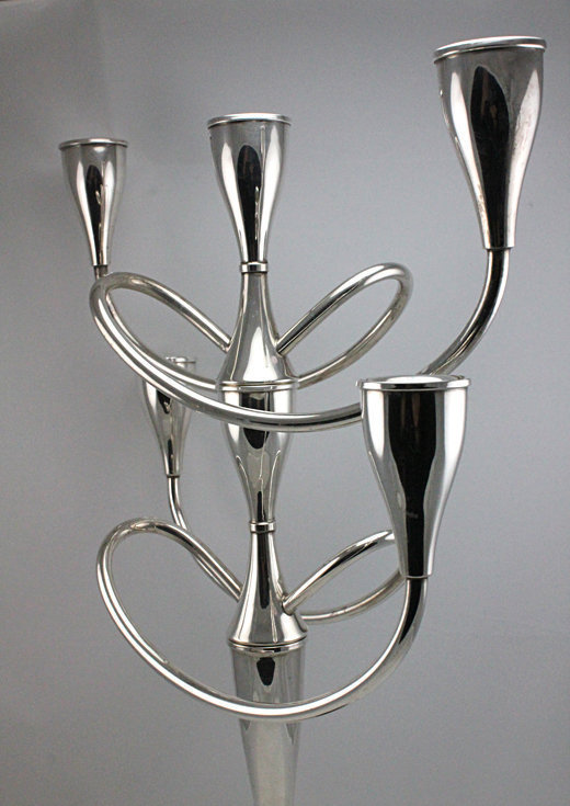Modernist International Sterling Silver Candelabra