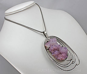Modernist Necklace Sterling and Quartz By Jean