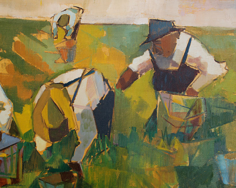 William Barnett Modernist Field Workers O/C 1940's