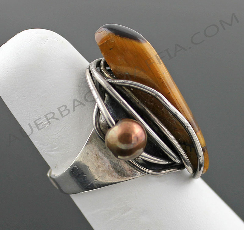 Rebajes Sterling Modernist Ring Tiger Eye