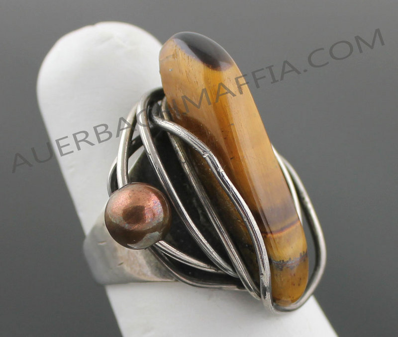 Rebajes Sterling Modernist Ring Tiger Eye