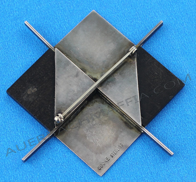 Betty Cooke Modernist Sterling and Ebony Brooch 1950