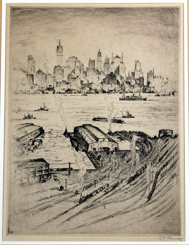 Anton Schutz New York City View Etching 1927