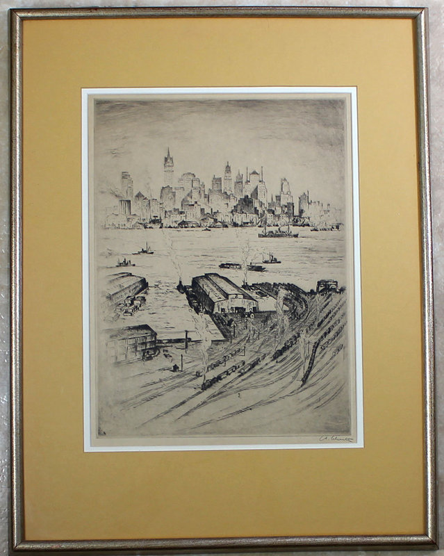Anton Schutz New York City View Etching 1927