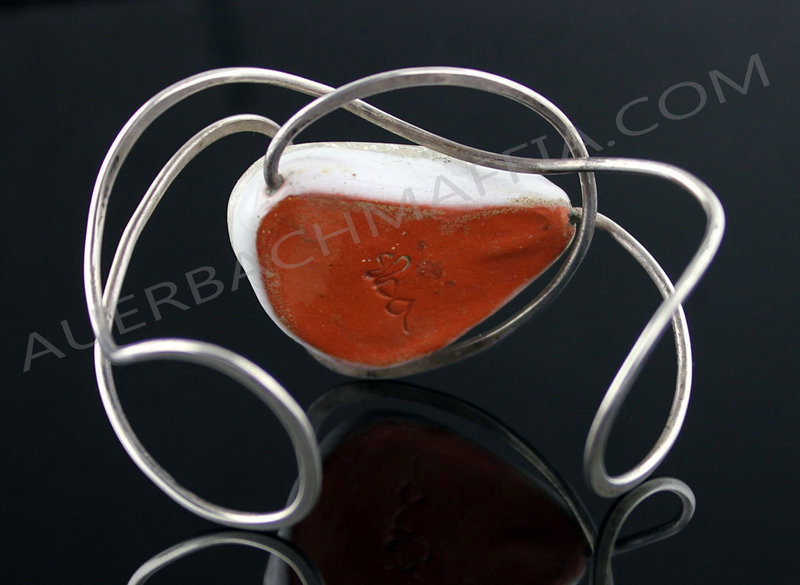 Elsa Freund Modernist Sterling and Ceramic Bracelet