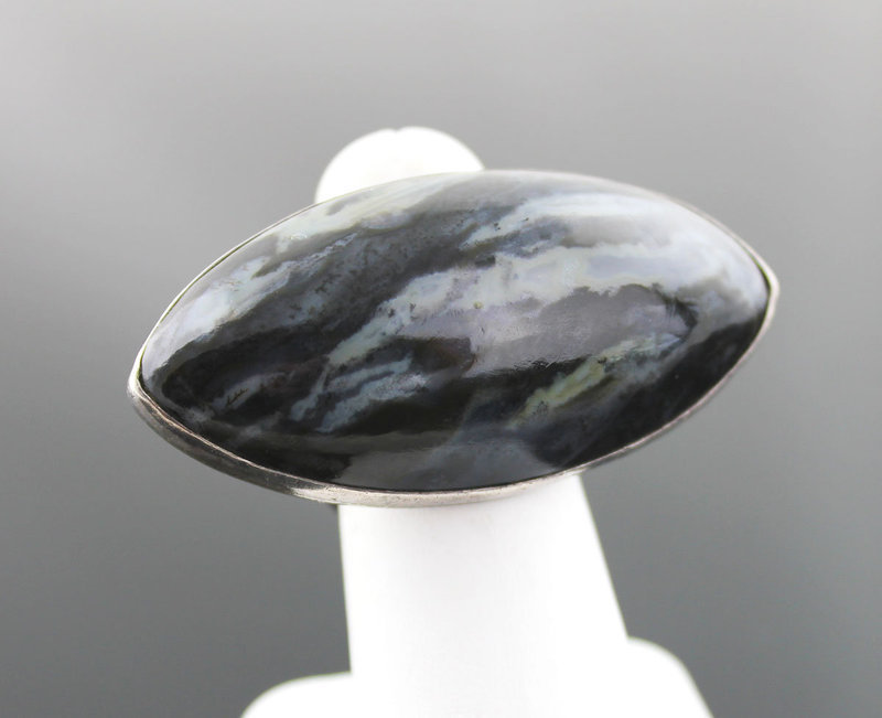Art Smith Modernist Sterling and Banded Agate Ring