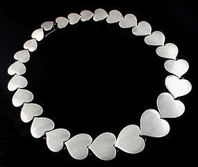 Hans Hansen Modernist Sterling Heart Necklace Denmark