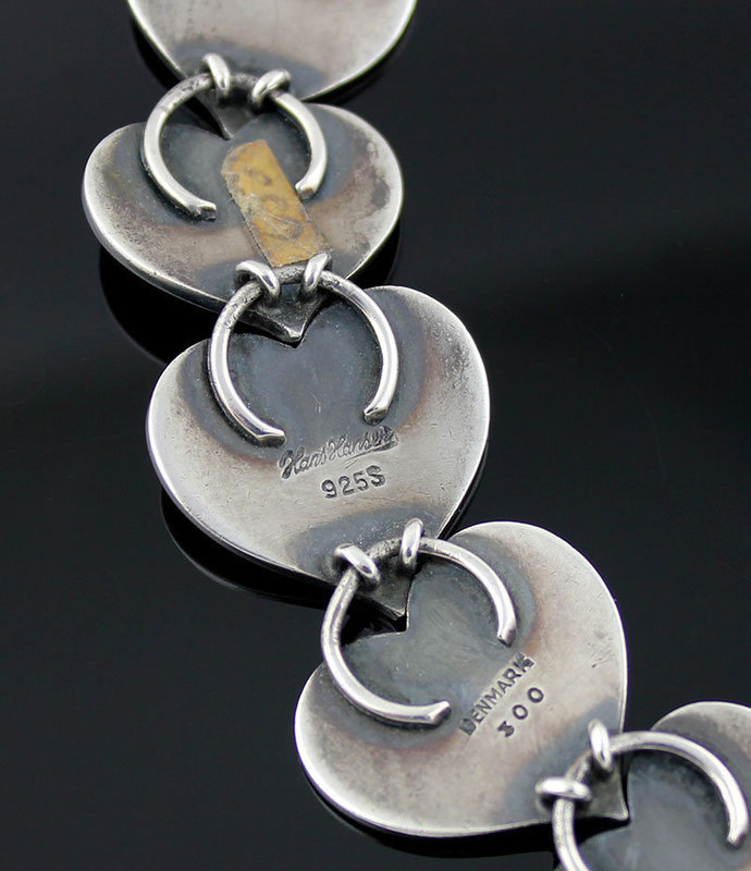 Hans Hansen Modernist Sterling Heart Necklace Denmark