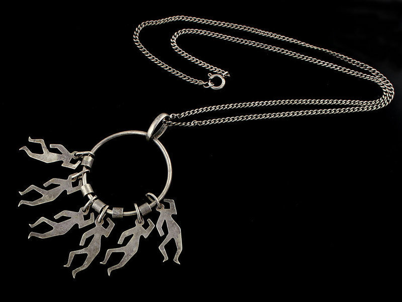 Uno A Erre Modernist Sterling Studio Pendant Necklace Italy