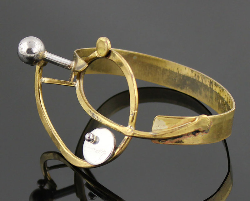 Richard BItterman Modernist Silver and Brass Bracelet 1970 Chicago