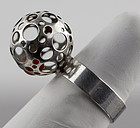 Liisa Vitali Modernist Sterling and Carnelian Ring Finland