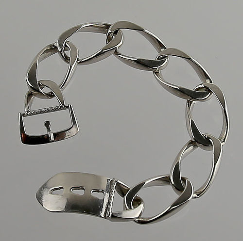 Friedrich Binder German Modernist Silver Buckle Bracelet