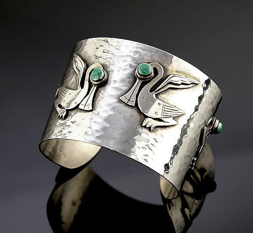 Graziella Laffi Sterling Silver Cuff Bracelet Mid Century Peru/Italy