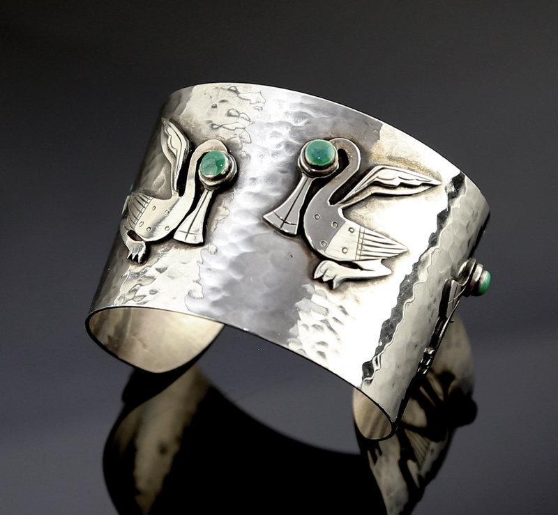 Graziella Laffi Sterling Silver Cuff Bracelet Mid Century Peru/Italy