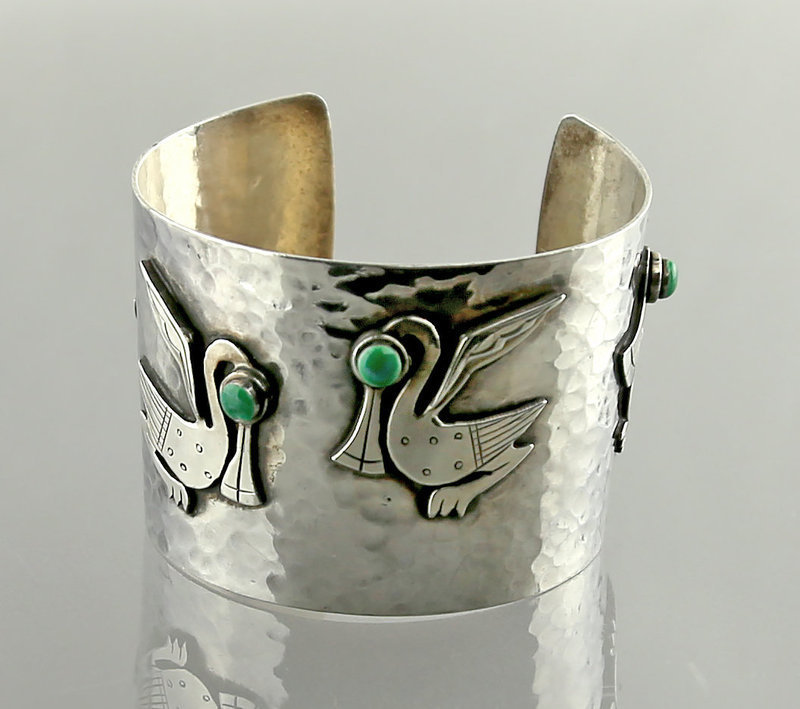 Graziella Laffi Sterling Silver Cuff Bracelet Mid Century Peru/Italy