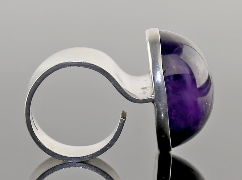 Large Modernist Ring with Amethyst Turku Finland 1973