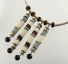 Modernist Hand Crafted Silver and Ceramic Necklace - 1970