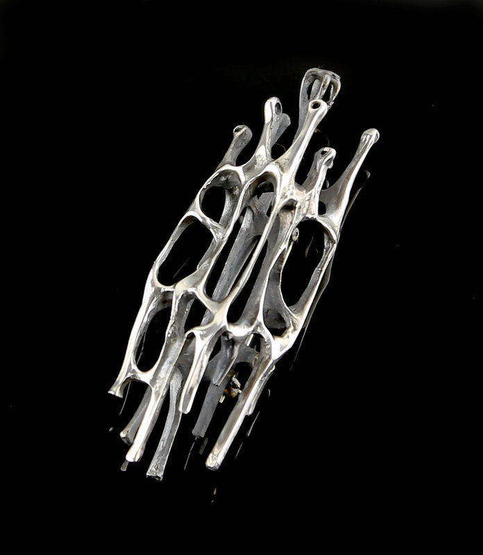 Large Modernist Sterling Abstract Figural Brooch/Pendant 1950