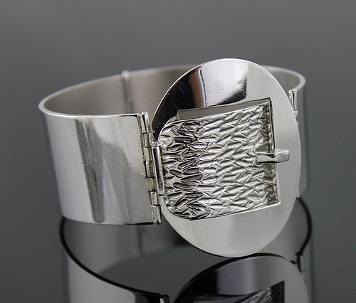 UnoAerre Modernist Sterling Buckle Bracelet Italy