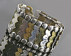 Rebajes Modernist Sterling and Brass Segmented Bracelet 1950 Rare Form