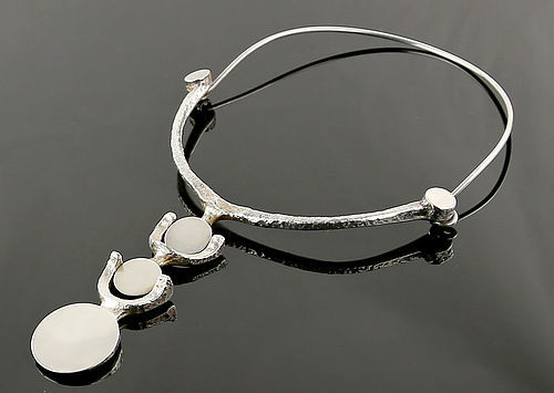 Jacob Hull Modernist Silver Plate Necklace Denmark 1970