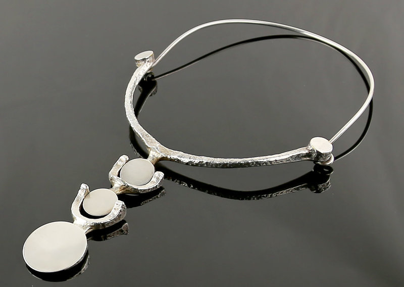 Jacob Hull Modernist Silver Plate Necklace Denmark 1970