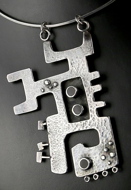 Modernist Sterling Silver Abstract Necklace - 1950