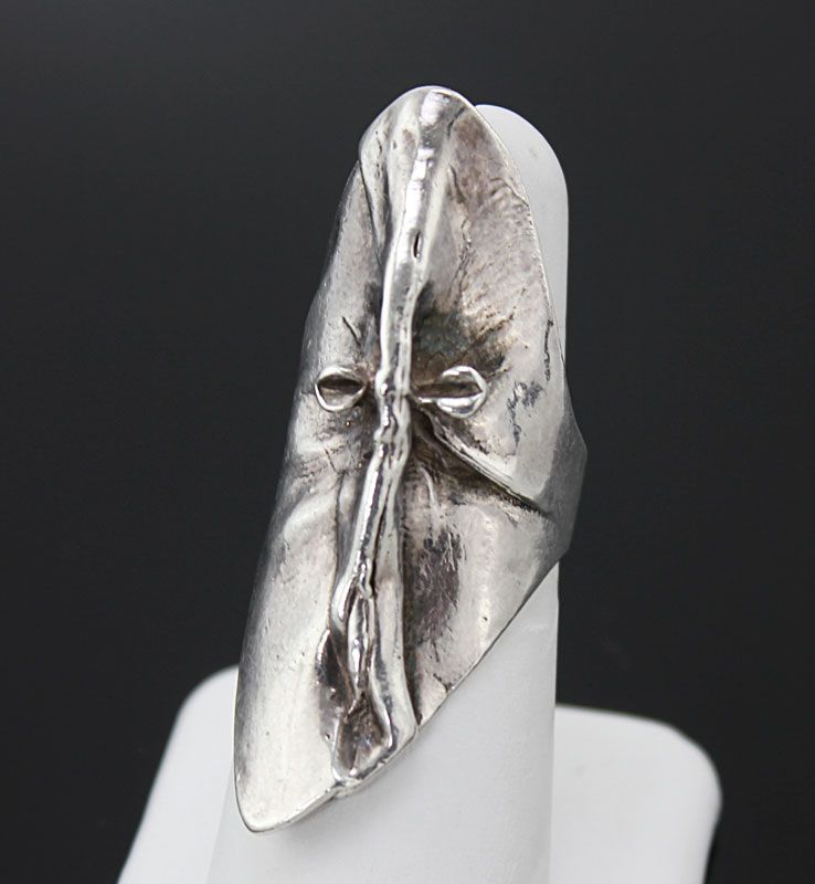 Bjorn Weckstrom Lapponia Sterling Mask of Gonda Ring 1970 Finland