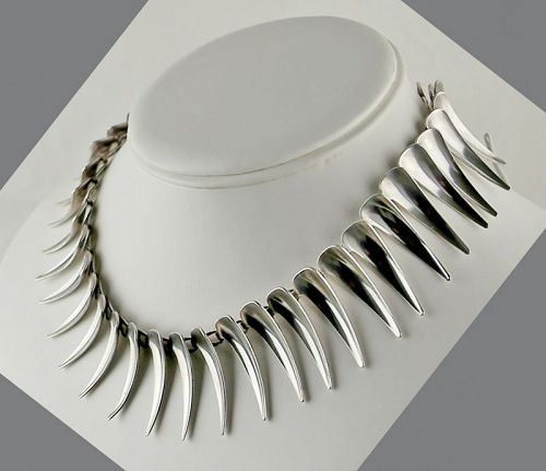 Atelier Borgila Modernist Sterling Necklace Sweden 1950's