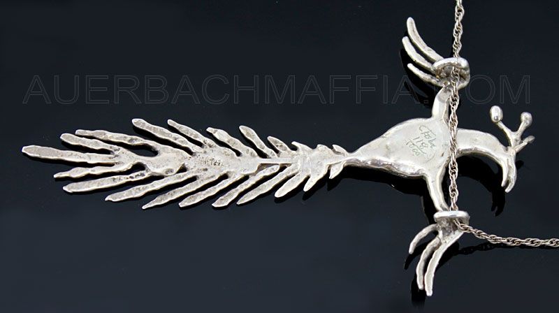 Carl Tasha Modernist Sterling Silver Phoenix Necklace