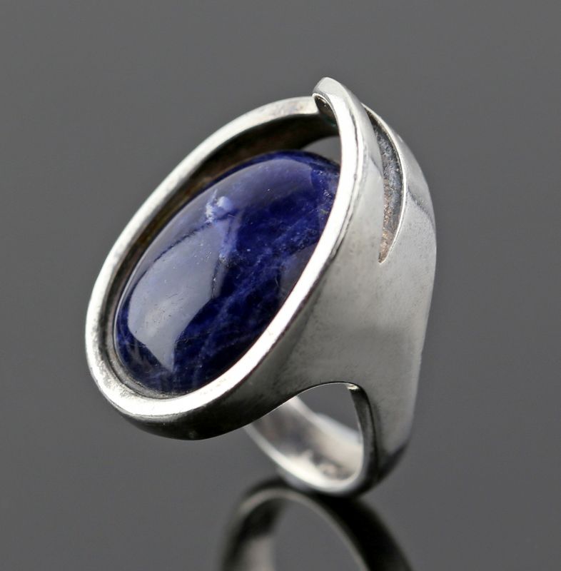 Erika Hult de Corral Mexican Modernist Sterling and Sodalite Ring