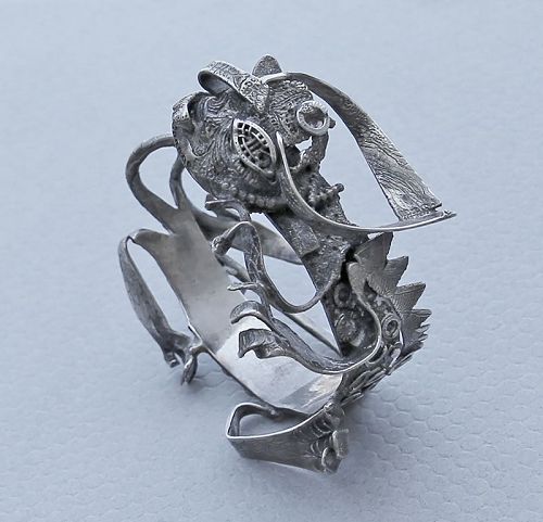 Mary Ann Scherr Modernist Sterling Dragon Bracelet