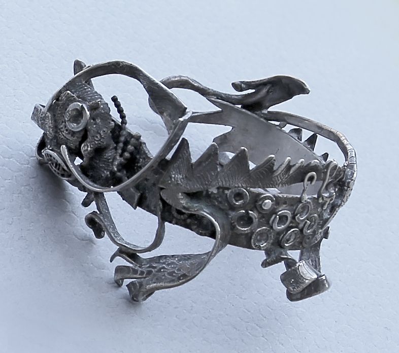 Mary Ann Scherr Modernist Sterling Dragon Bracelet