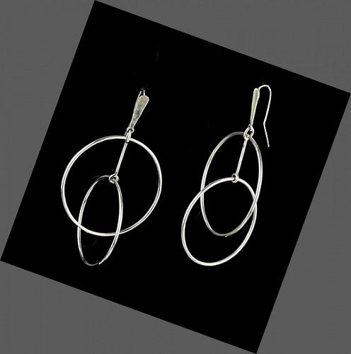 Art Smith Modernist Silver Kinetic Earrings - 1950