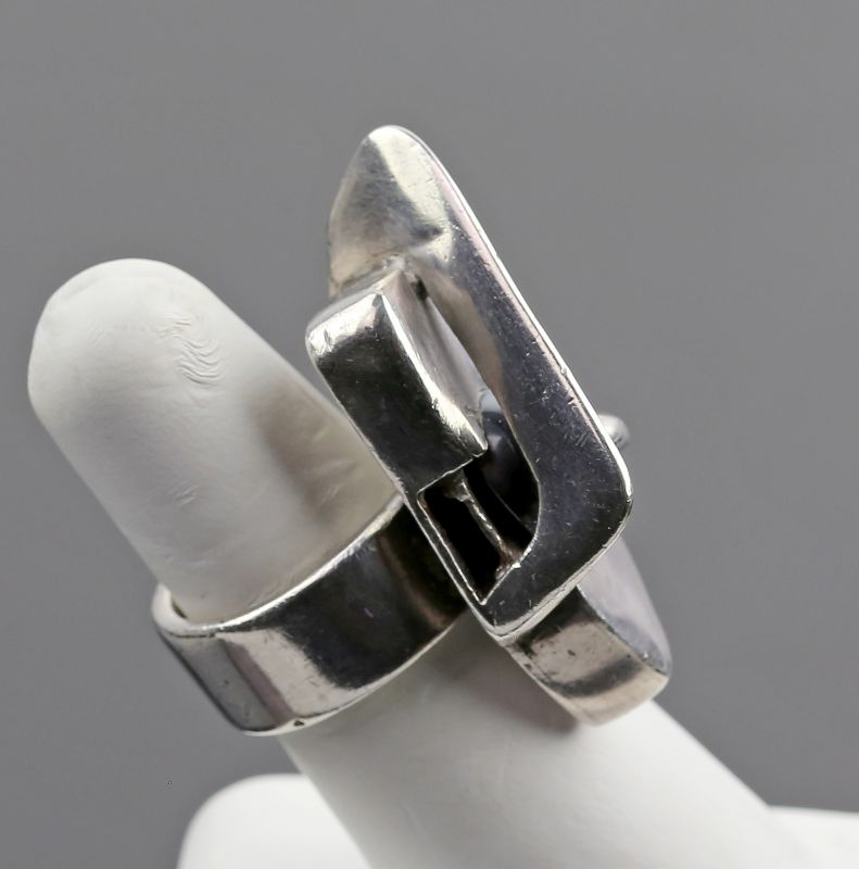 Exceptional Modernist Sterling Ring Constructivist Design