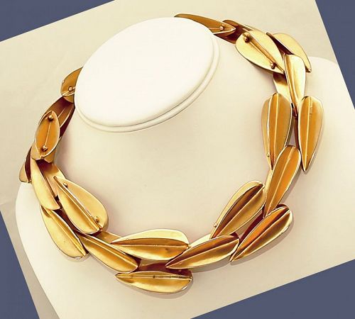 Robert Lee Morris "Dart" Gold Plated Necklace Post Modernist Design