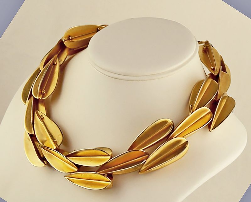 Robert Lee Morris &quot;Dart&quot; Gold Plated Necklace Post Modernist Design