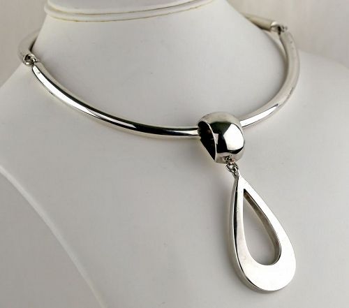 S'Paliu Modernist Sterling Silver Necklace Mid 20th Century Spain