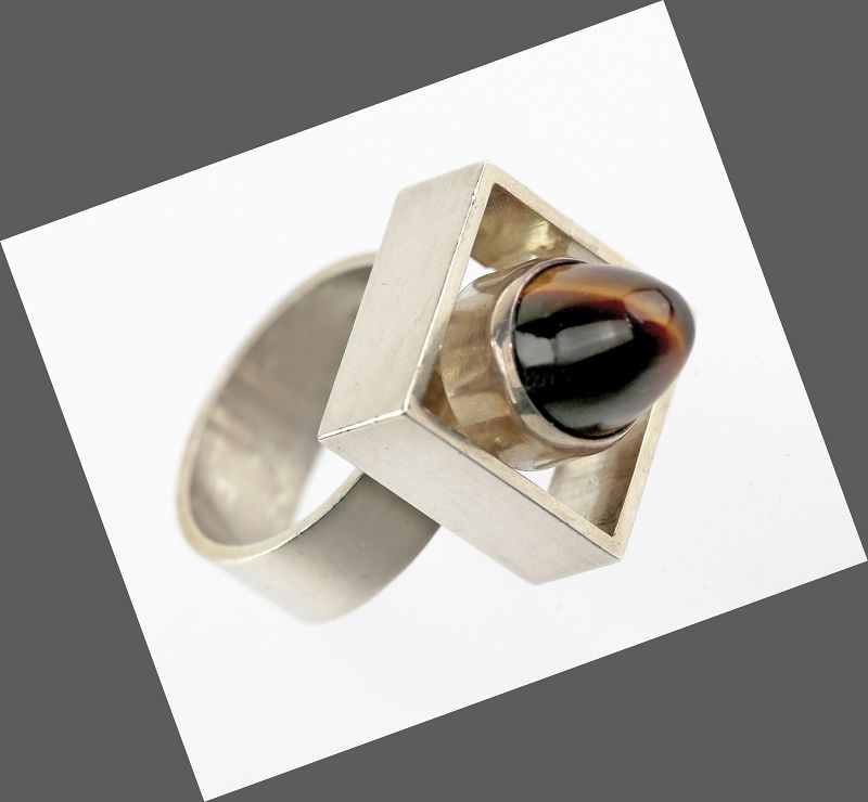 N.E. From Modernist Sterling and Tiger's Eye Ring Denmark