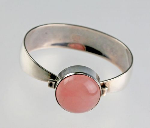 N.E.From Modernist Sterling and Rose Quartz Bracelet Denmark