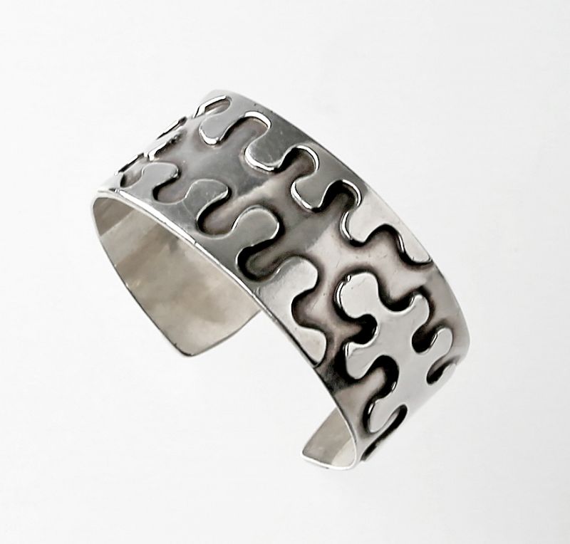 Ed Levin Modernist Sterling Puzzle Bracelet 1950s