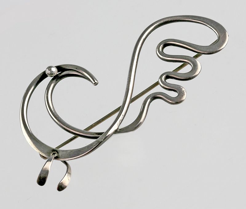 Frances Holmes Boothby Modernist Kinetic Sterling Brooch 1950s