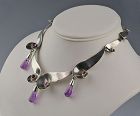 Mexican Sterling and Amethyst Necklace Mid 20th Century