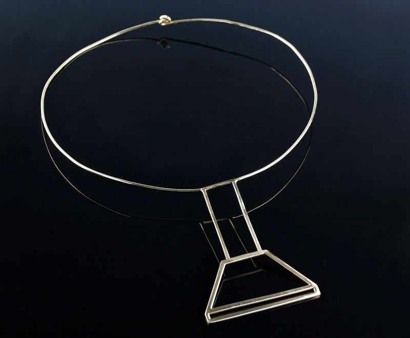 Paul Von Ringelheim Modernist Gold Plated Necklace