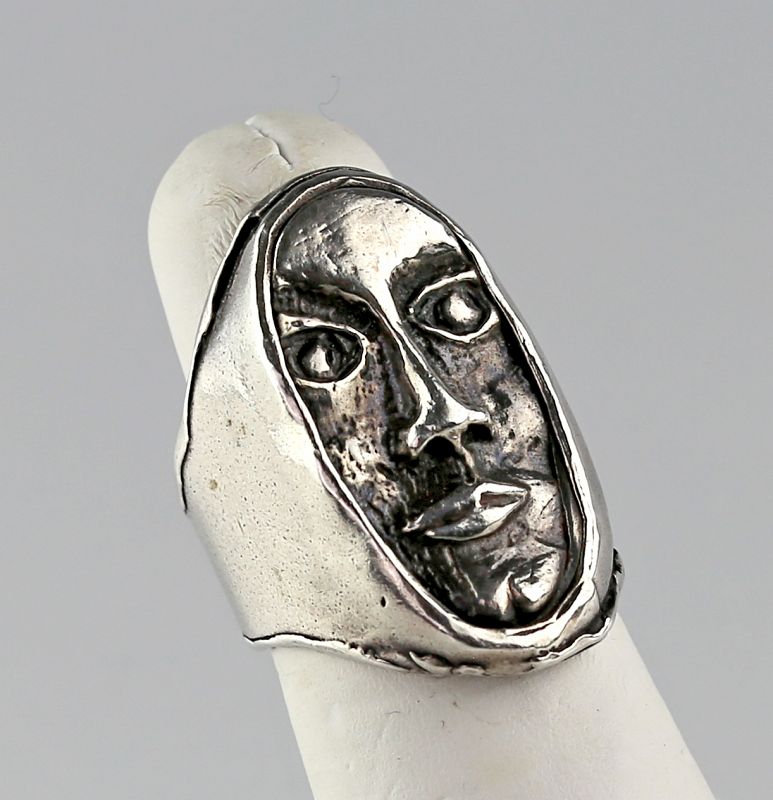Modernist Sterling Silver Portrait Ring