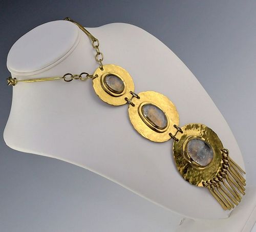RAFAEL ALFANDARY Modernist Brass and Glass Necklace Canada
