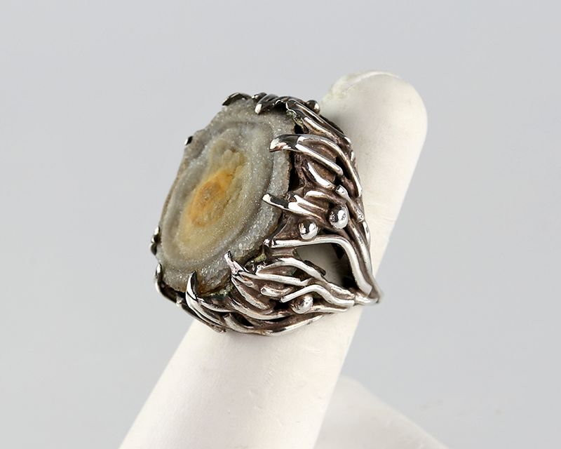 Algeo Organic Modernist Sterling and Druzy Quartz Ring